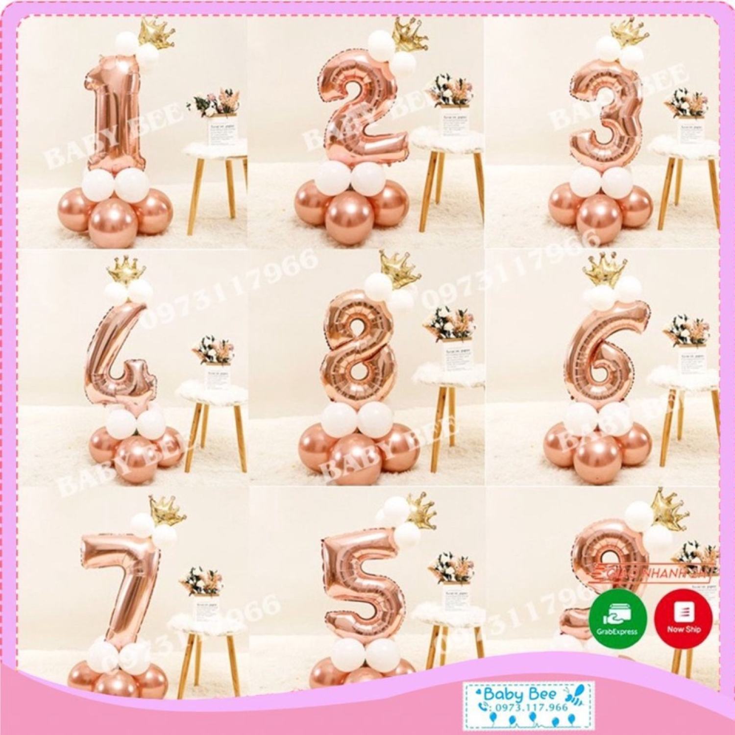 Bóng số màu hồng gold 32inch/70cm