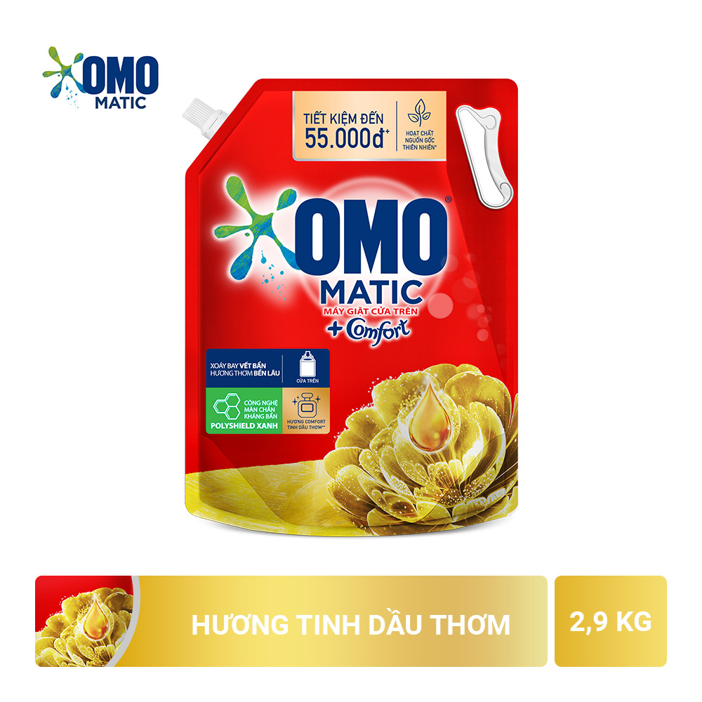 Túi Nước Giặt OMO Matic Comfort Hương Tinh dầu thơm 2kg