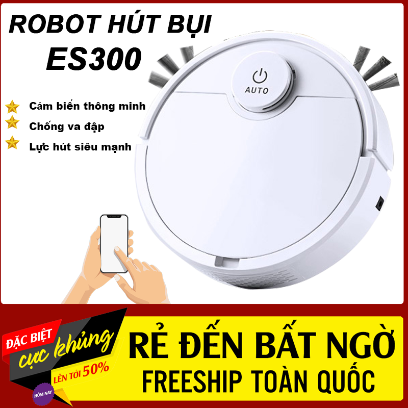 Free ship - robot hút bụi thông minh, robot hút bụi tự động es300, robot hút bụi lau nhà tự động 3 in 1 - sale lớn