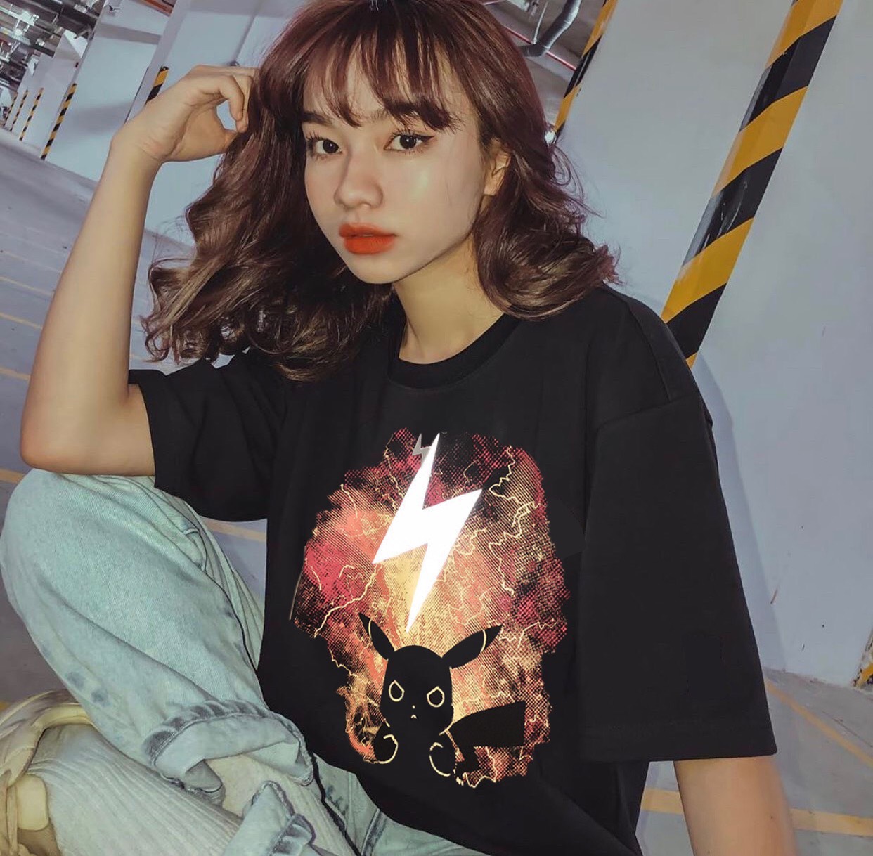 [HCM]ÁO THUN UNISEX PIKACHU ĐEN SẤM SÉT FROM RỘNG CỰC HOT 1REDSHOP