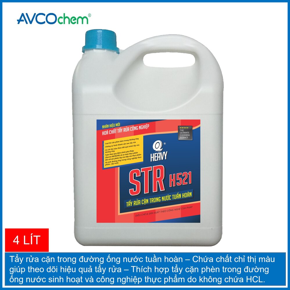 Chất tẩy rửa cặn trong nước tuần hoàn STR H-521 - Can 4 lít - Avcochem