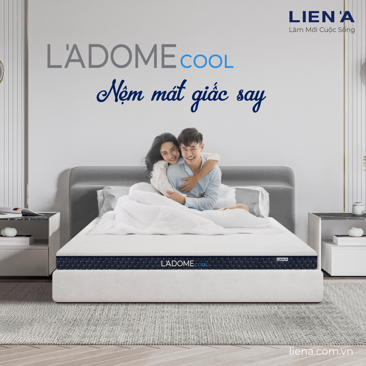 [Trả góp 0%] Nệm 100% cao su thiên nhiên Liên Á La Dome Cool 160x200x10cm-Bảo hành 12 năm