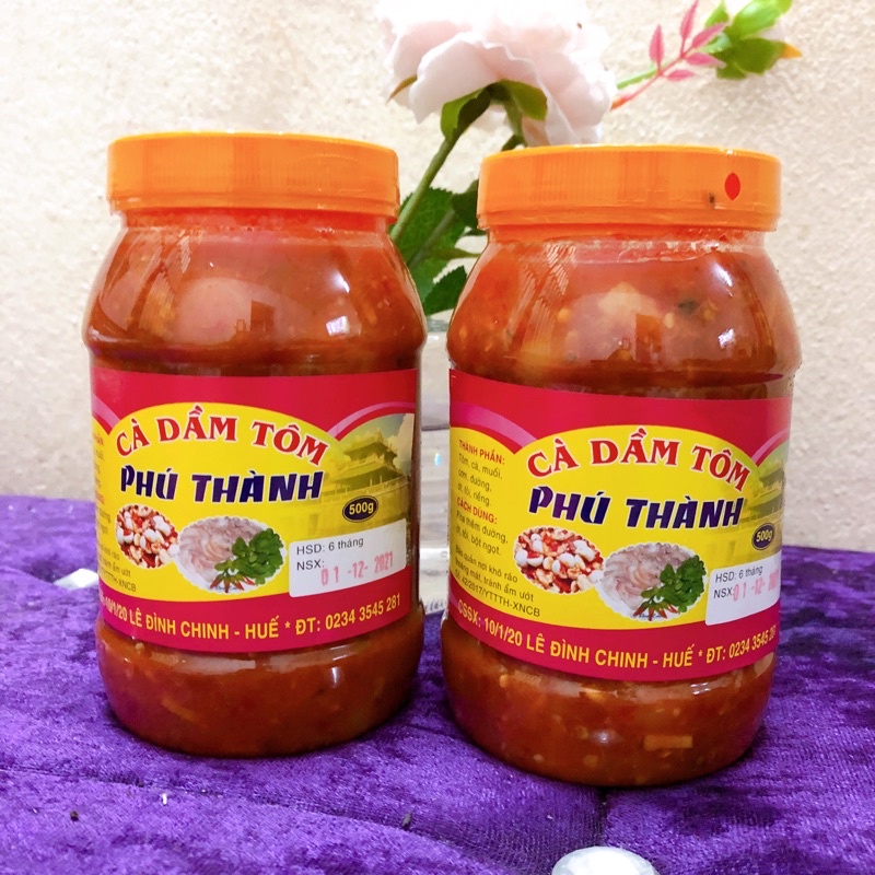 2 hủ 500gr cà dầm tôm phú thành - đặc sản huế