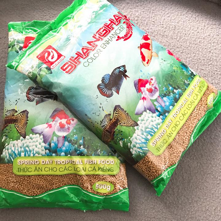 3 Gói Thức Ăn Cá ShangHai Viên Nhỏ 1Ly 500g, Cám Cá Cảnh, Giúp Cá Cảm Giác Đớp Mồi, Mau Ăn, Chóng Lớn