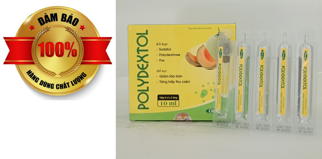 Hỗ trợ giảm táo bón, làm mềm phân - nước uống giảm táo bón polydextol vị dưa lưới - hộp 15 ống