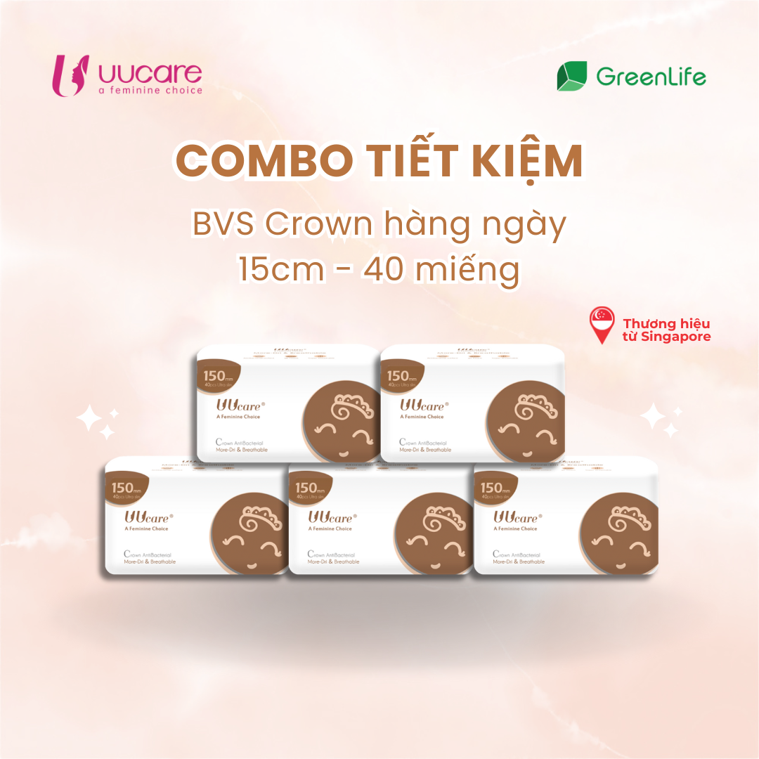 Combo Tiết kiệm Băng vệ sinh UUcare Singapore Crown Antibacterial hàng ngày 15cm