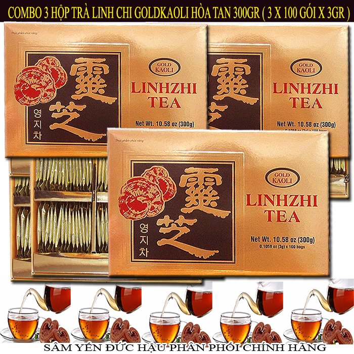 Date mới 2025 Combo 3 Hộp Trà Linh Chi Gold Kaoli Hàn Quốc 3 hộp x 100gói x 3gr