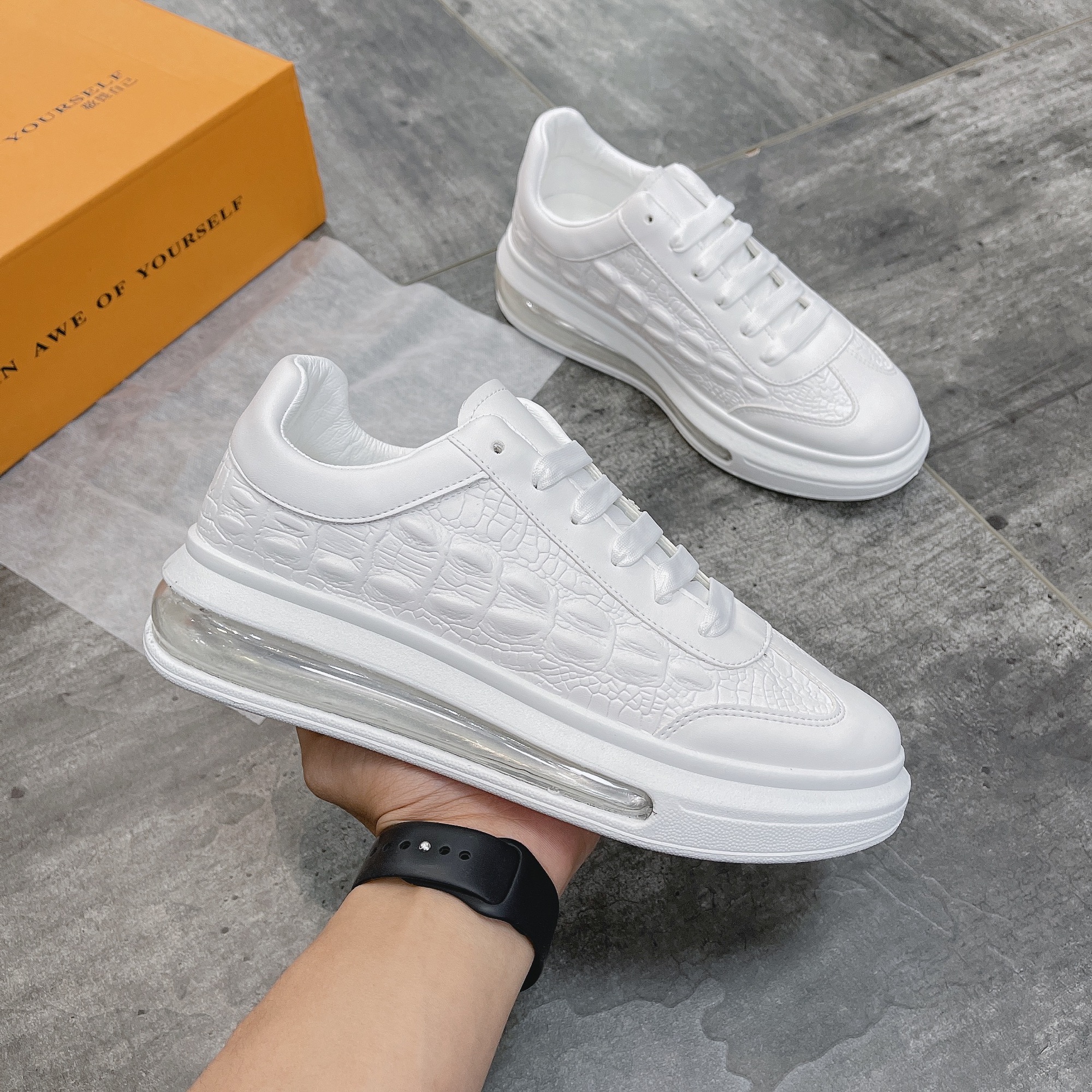 [3-5/8 Hoàn Tiền 25%]Giày thể thao nam da cá sấu, đế đệm khí DQ05.