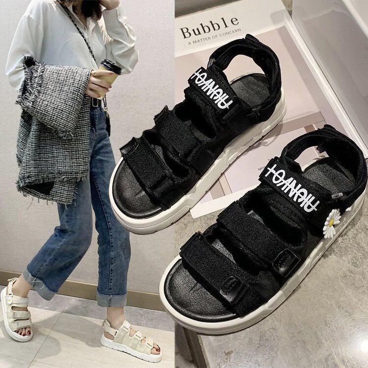 Sandal nữ,sandal học sinh 3 quai hoa cúc vải mêm thời trang
