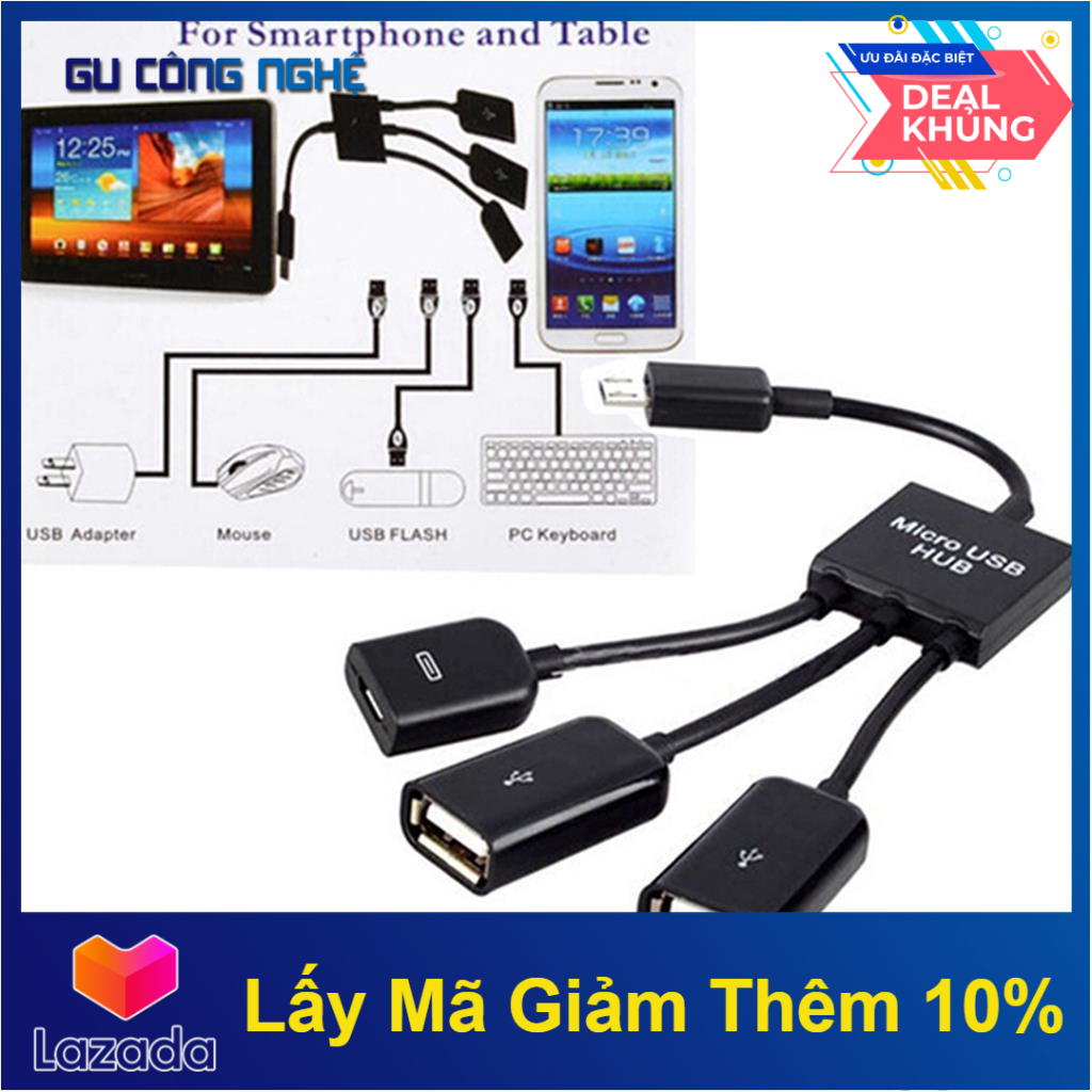 Otg usb 3.0 3in1 - kết nối android với bàn phím/chuột/tay cầm game - cho samsung/oppo/xiaomi - cáp chuyển đổi typec/microusb