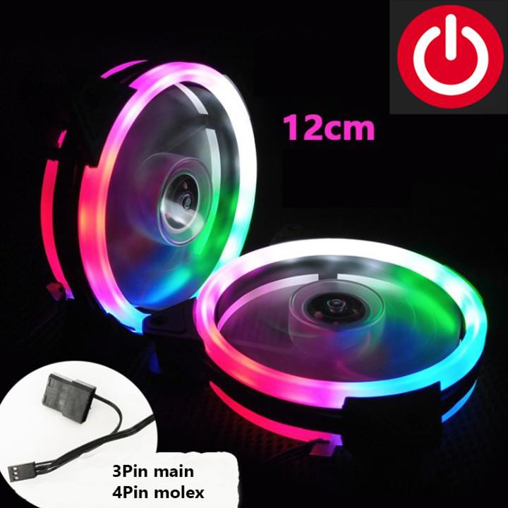 Quạt tản nhiệt, fan led,Fan Case 12cm Coolmoon 2 Vòng Riing-Led Nhiều Màu