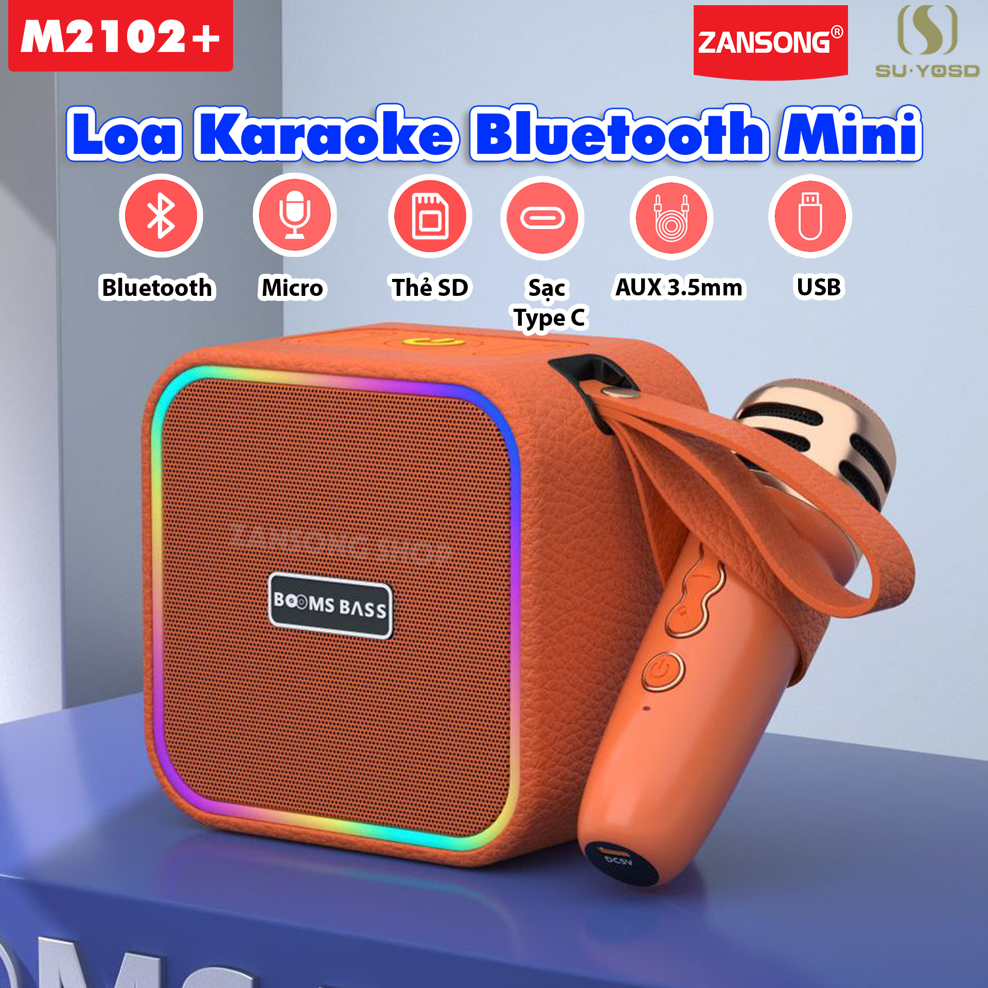 Loa karaoke bluetooth m2102 - ys101 kèm 1 micro không dây siêu hay-zansong