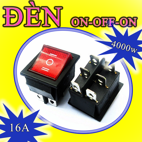 Công tắc bập bênh 3 trạng thái on-off-on có đèn công suất 4000w 16a/250v