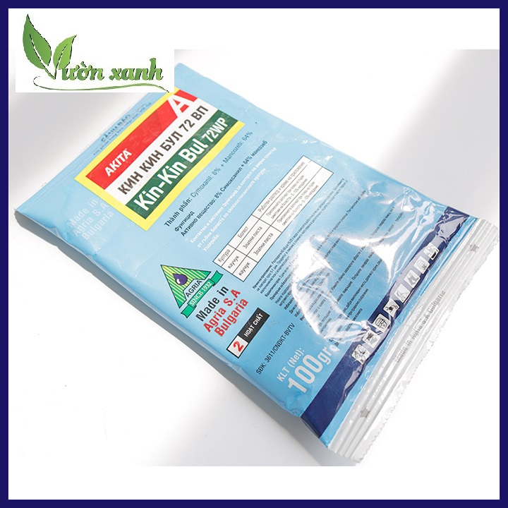 Kin Kin Bul 72WP gói 100gr/45gr - chuyên diệt nấm, thối nhũn cây phong lan, bột màu xanh, bám dính tốt