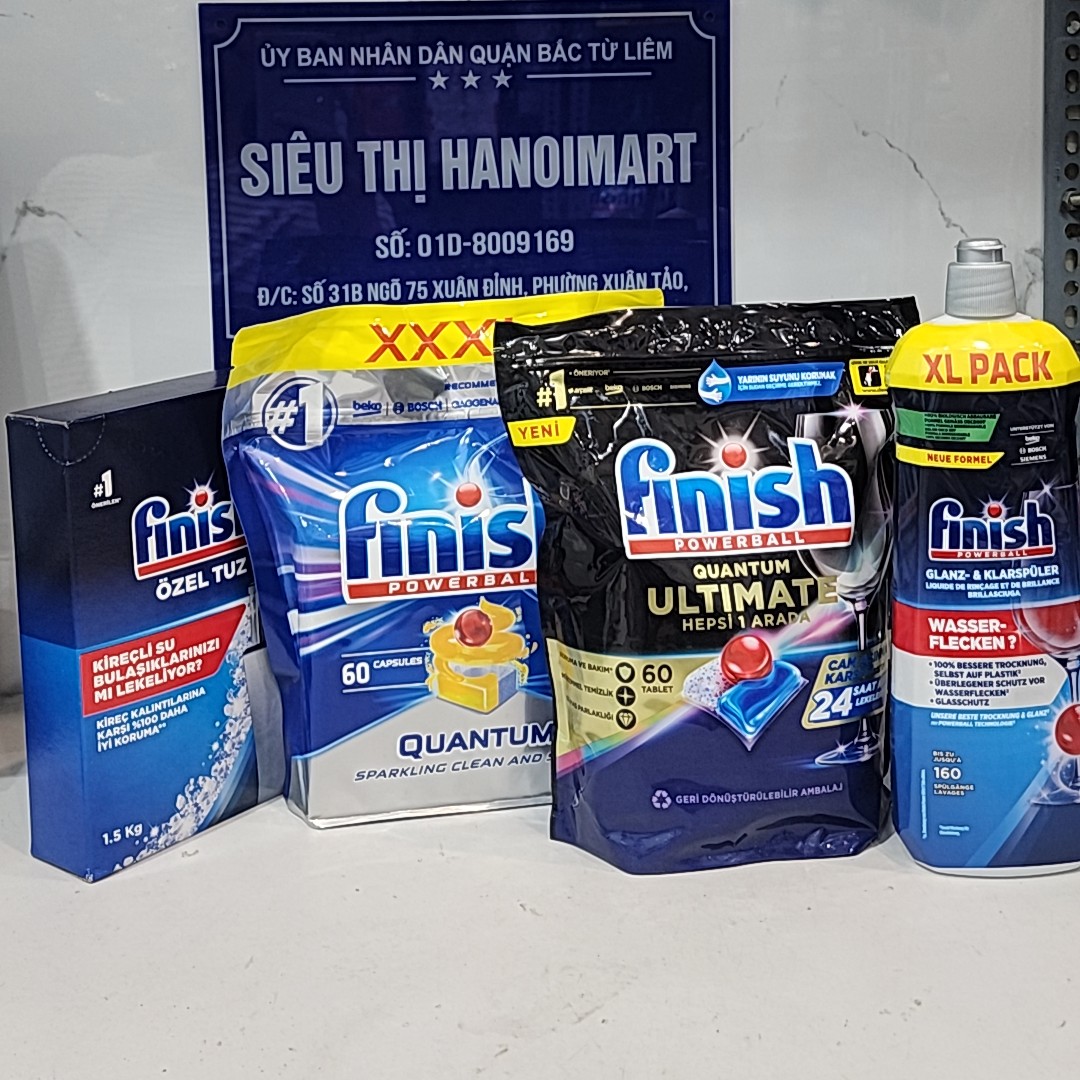 Combo 60 Viên rửa chén Finish quantum ultimate hoặc Muối Finish 1.2kg hoặc Nước bóng finish 800ml