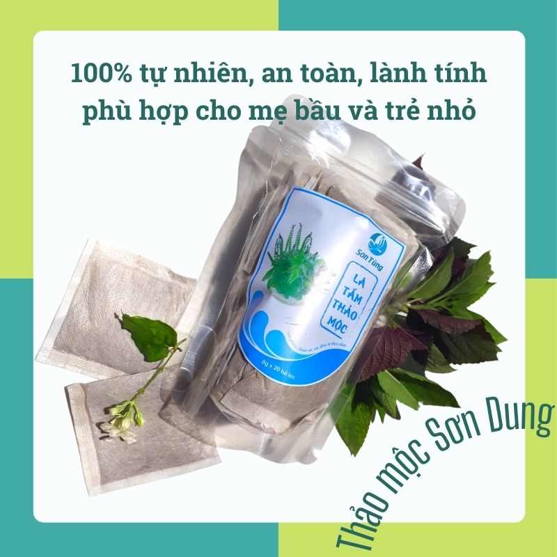 Lá tắm cho bé thảo dược tự nhiên thảo mộc sơn dung leafi, combo 3 hộp 60 túi lọc, an toàn lành tính mềm mịn mát da, tặng quà thảo mộc xông mặt 50g