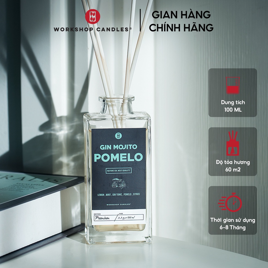 Tinh dầu khuếch tán Gin Mojito Pomelo Workshop Candles H&H HOME 100ml