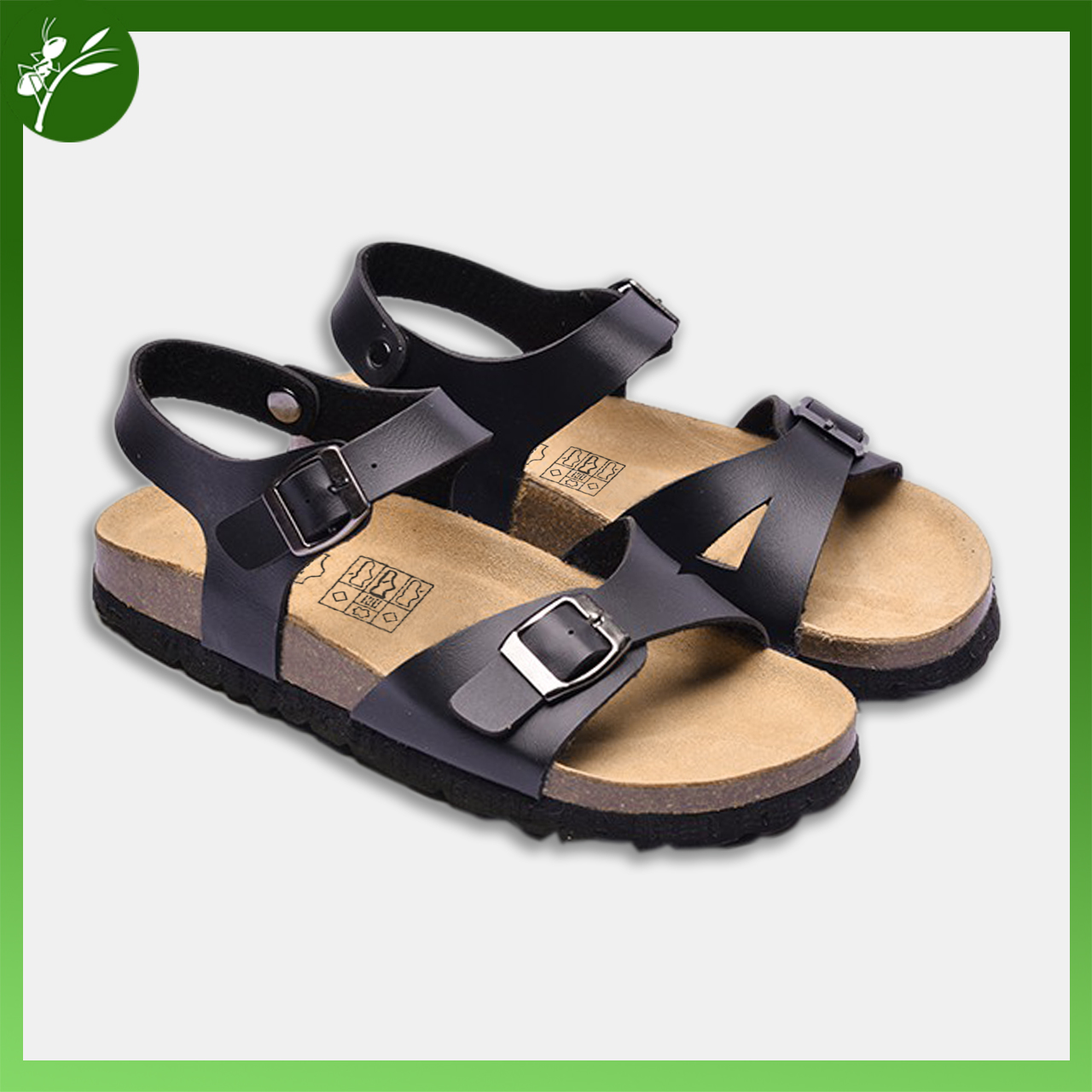 Giày sandal đế trấu Nữ da tổng hợp Quai bản