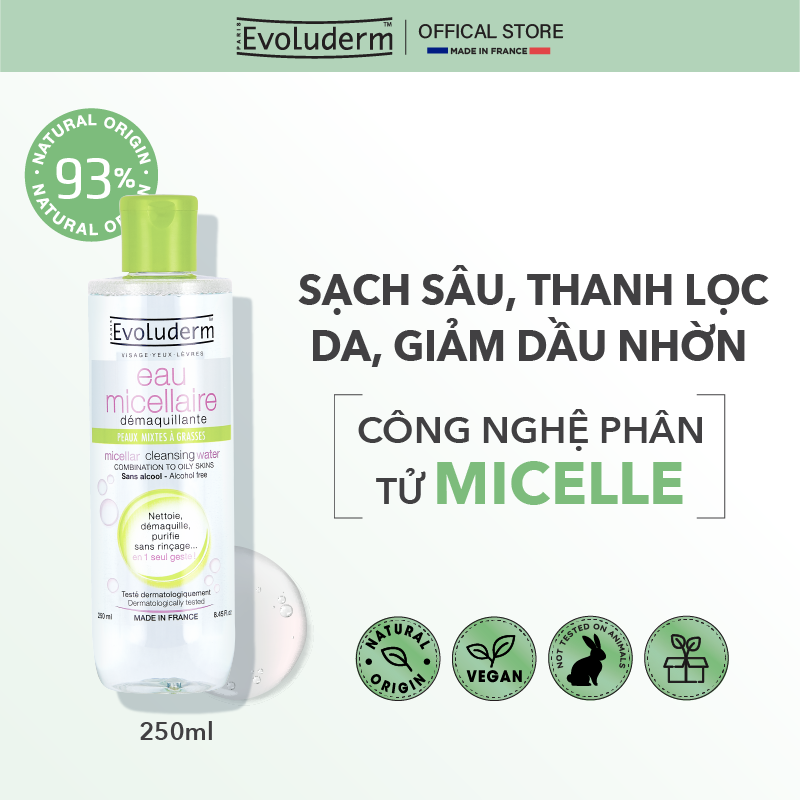 Nước Tẩy Trang Evoluderm dành cho da hỗn hợp và dầu mụn 250ml