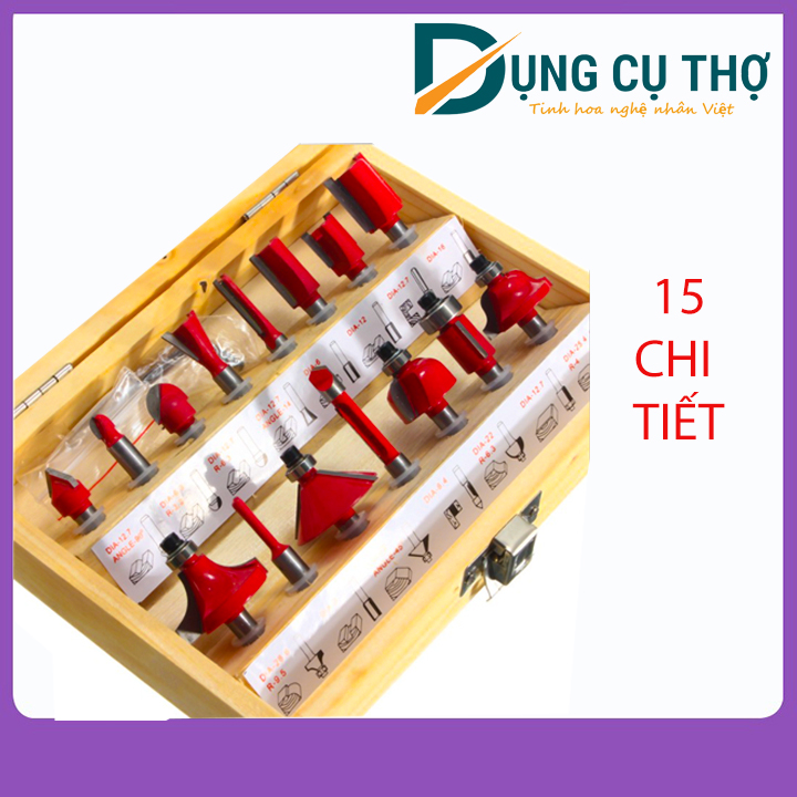 Chọn bộ 15 mũi soi cốt 6.35 mũi soi bo tròn , soi lấy lền , phay rãnh , soi lõm gỗ , bo tròn ống tơ , lấy nền bi trên , soi phào chữ S , soi vát 45 bi trên , soi mũi tên , soi bán nguyệt có bi ...