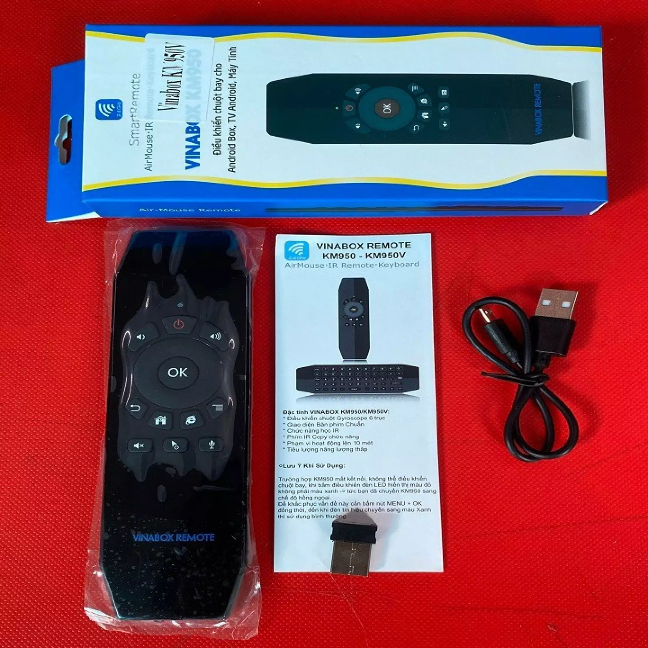 Chuột bay Vinabox KM950. Tích hợp micro. Kiêm remote điều khiển bằng giọng nói