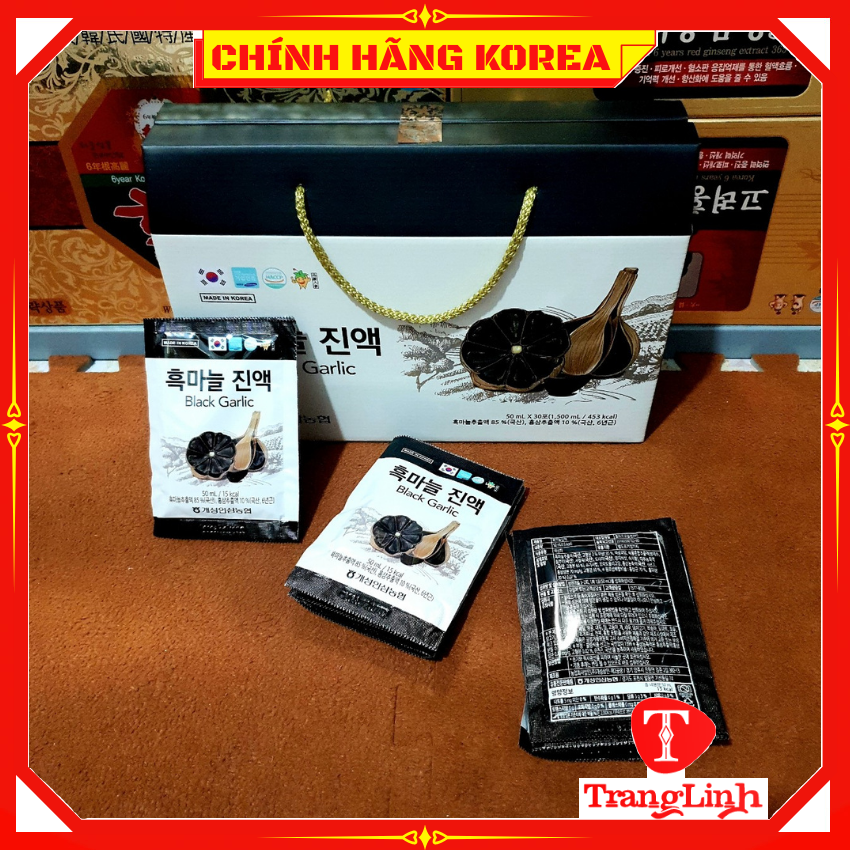 Nước tỏi đen hàn quốc chính hãng, xách 30 gói - Tăng đề kháng, Chống lão hóa, Phòng ngừa ung thư, tranglinh