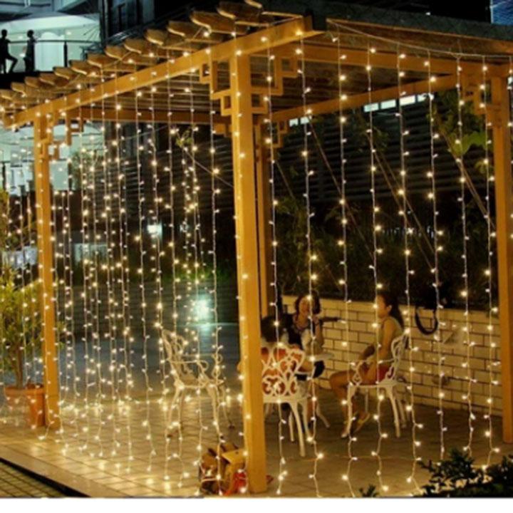 Dây đèn Led đèn nháy thả mành 8 chế độ Led đuổi màu vàng siêu đẹp