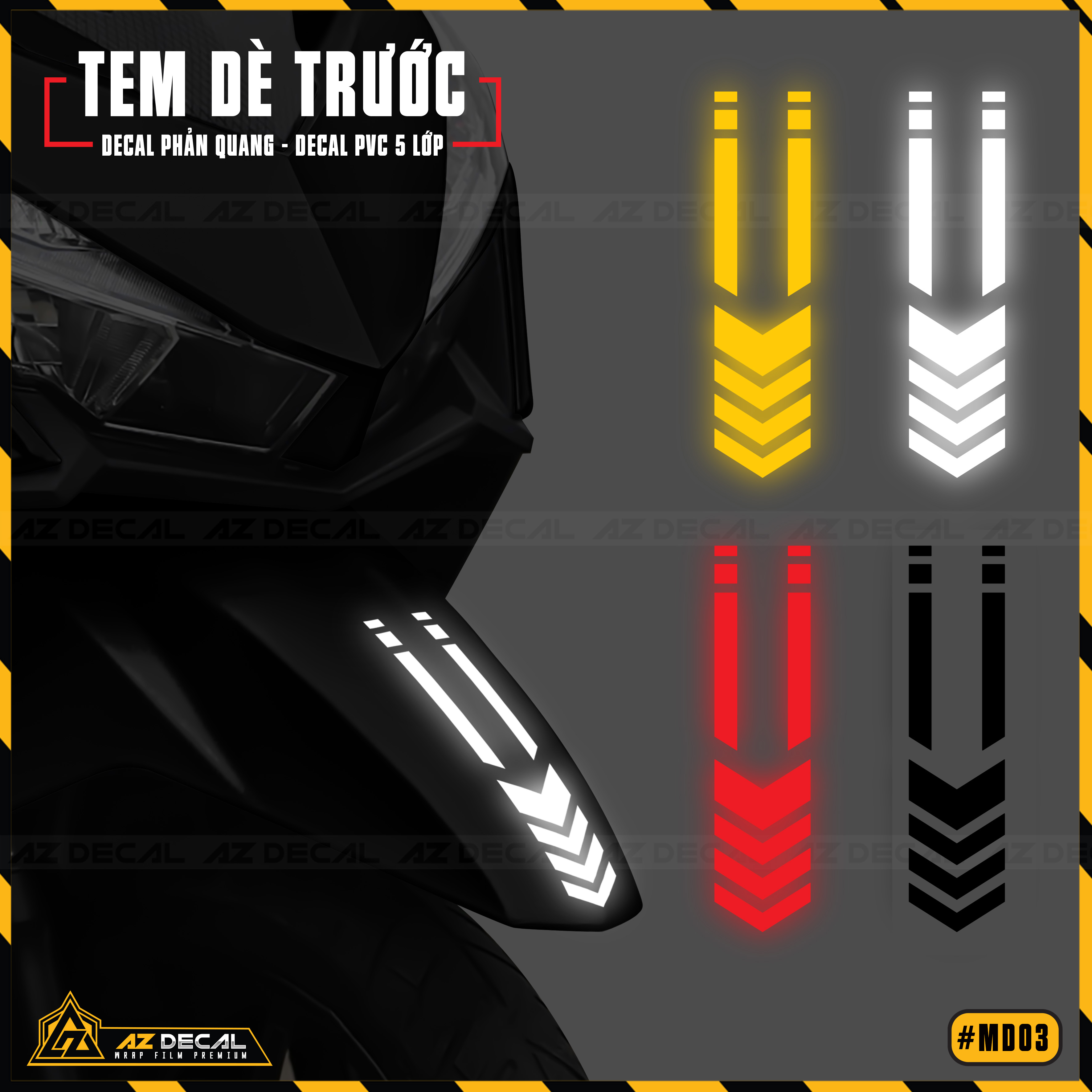 Tem Mỏ Dè Dán Mõm Xe, Dán Chắn Bùn Xe Máy, Xe Điện Phong Cách Thể Thao | MD03 | Decal Chống Nước, Bền Màu - Azdecal