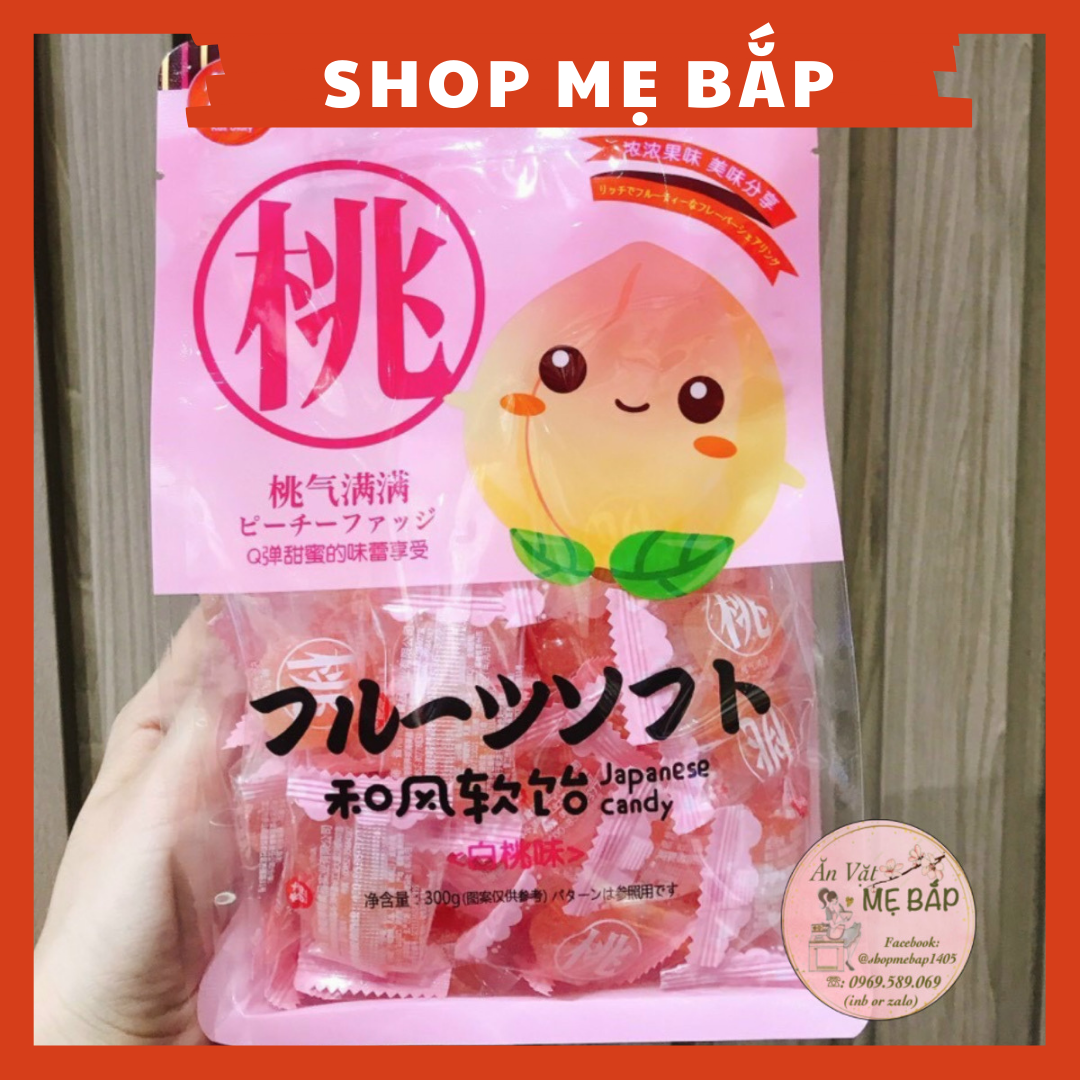 Kẹo trái cây kas dairy nhật bản 300g - kẹo dẻo mềm vị chanh dây, cam, đào - shop mẹ bắp