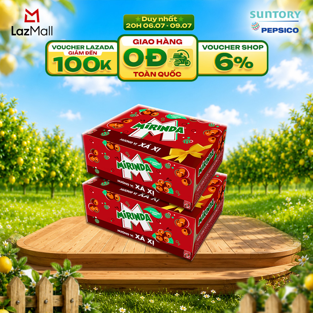 [SALE 7.7] Combo 2 Thùng 24 Lon Nước Ngọt Giải Khát Có Gaz Mirinda Xá Xị (320ml/lon)