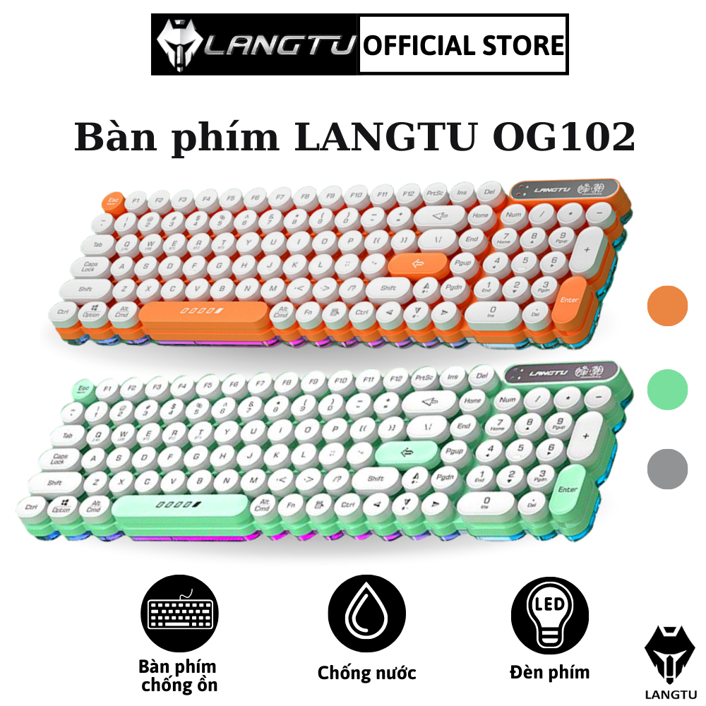 Bàn phím giả cơ bluetooth langtu og102 tích hợp đèn led lt09