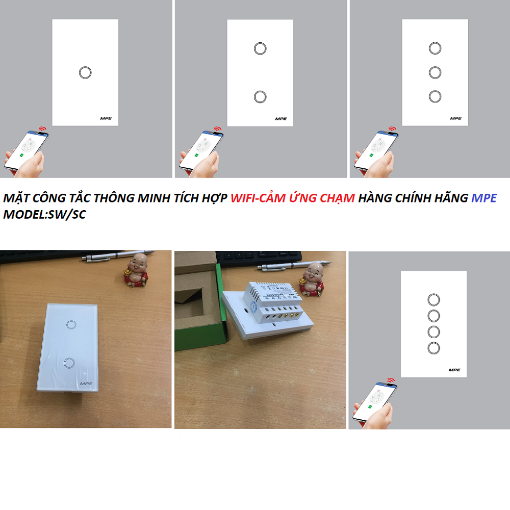 [HCM]CÔNG TẮC WIFI CẢM ỨNG HÀNG CHÍNH HÃNG MPE , CÔNG TẮC THÔNG MINH MODEL:SW/SC