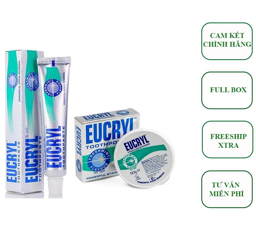Bột Tẩy Trắng Răng và Kem Đánh Răng Eucryl