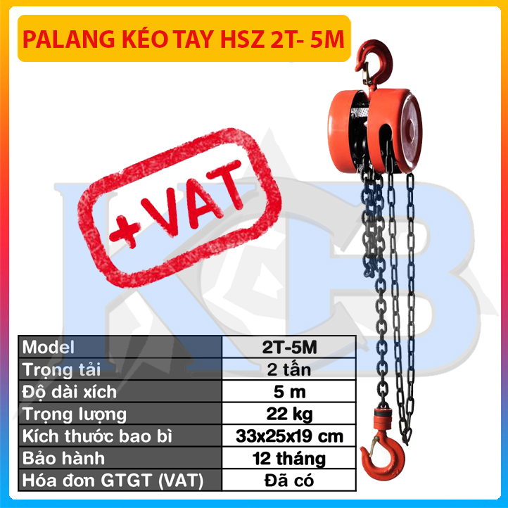 Pa lăng kéo tay HSZ 2T- 5M(có VAT), hàng chính hãng chất lượng cao, pa lăng kéo, pa lang xích, tó tay, pa lăng tay, tời xích