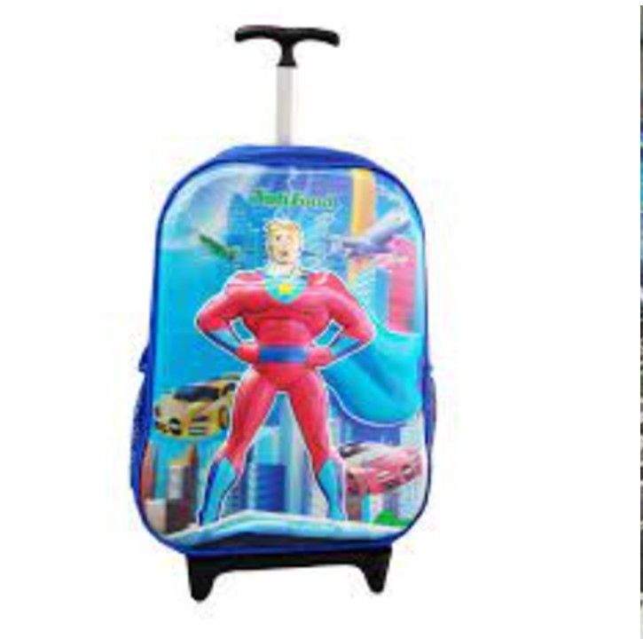 Ba lô có cần kéo 3D hình nổi Siêu nhân cho bé cấp tiều học