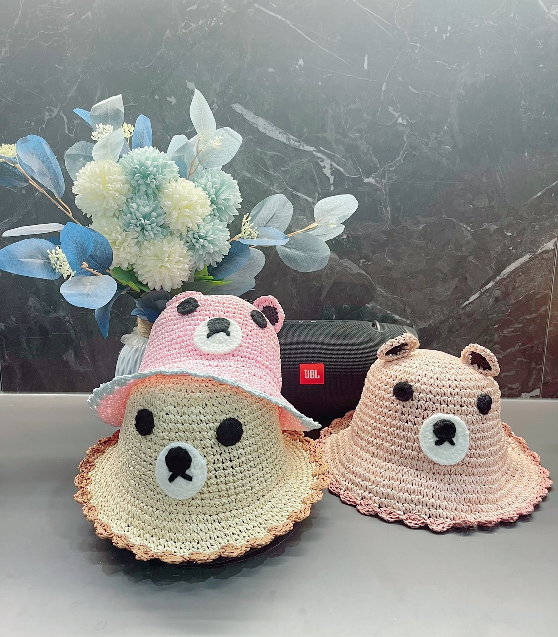 Mũ cói mặt gấu siêu kute đáng yêu cho bé 1-4 tuổi
