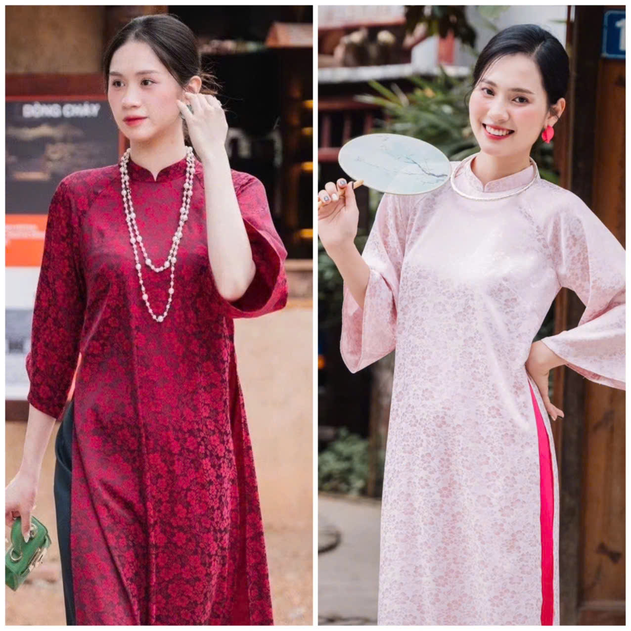  Áo dài gấm Thái Tuấn kiểu dáng suông cách tân đẹp che khuyết điểm 