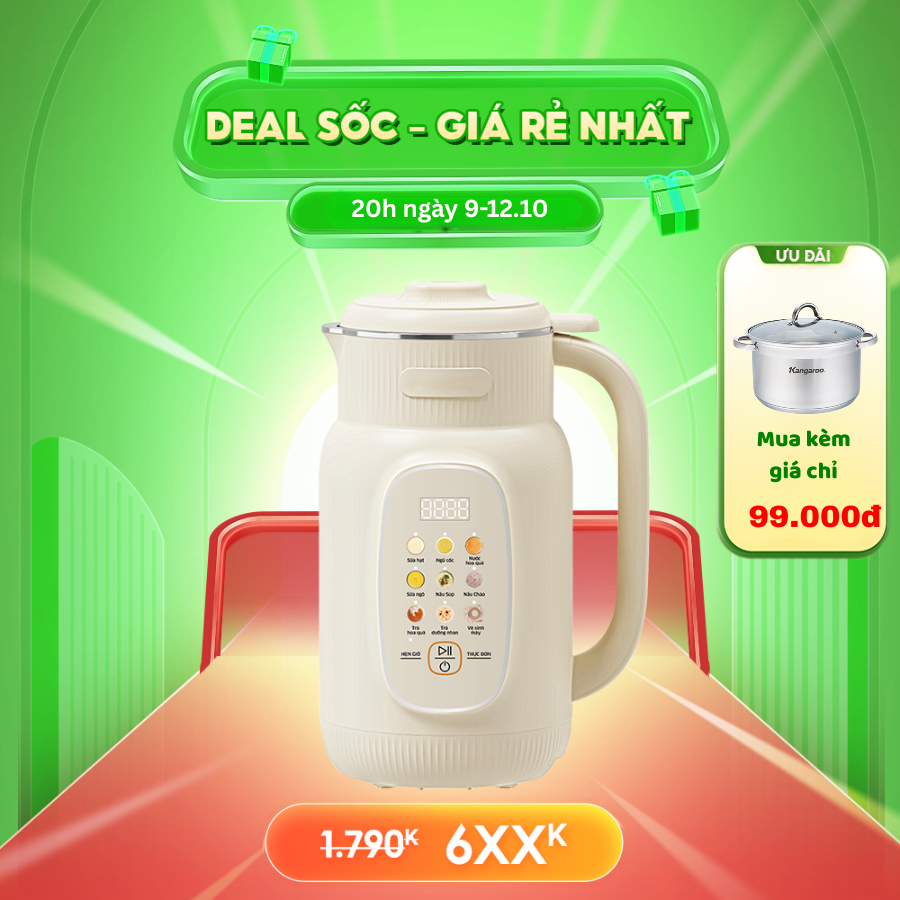 [BH 1 năm] Máy Xay Nấu Đa Năng Kangaroo 1.35 Lít KGNM135B01 - ĐỘC QUYỀN