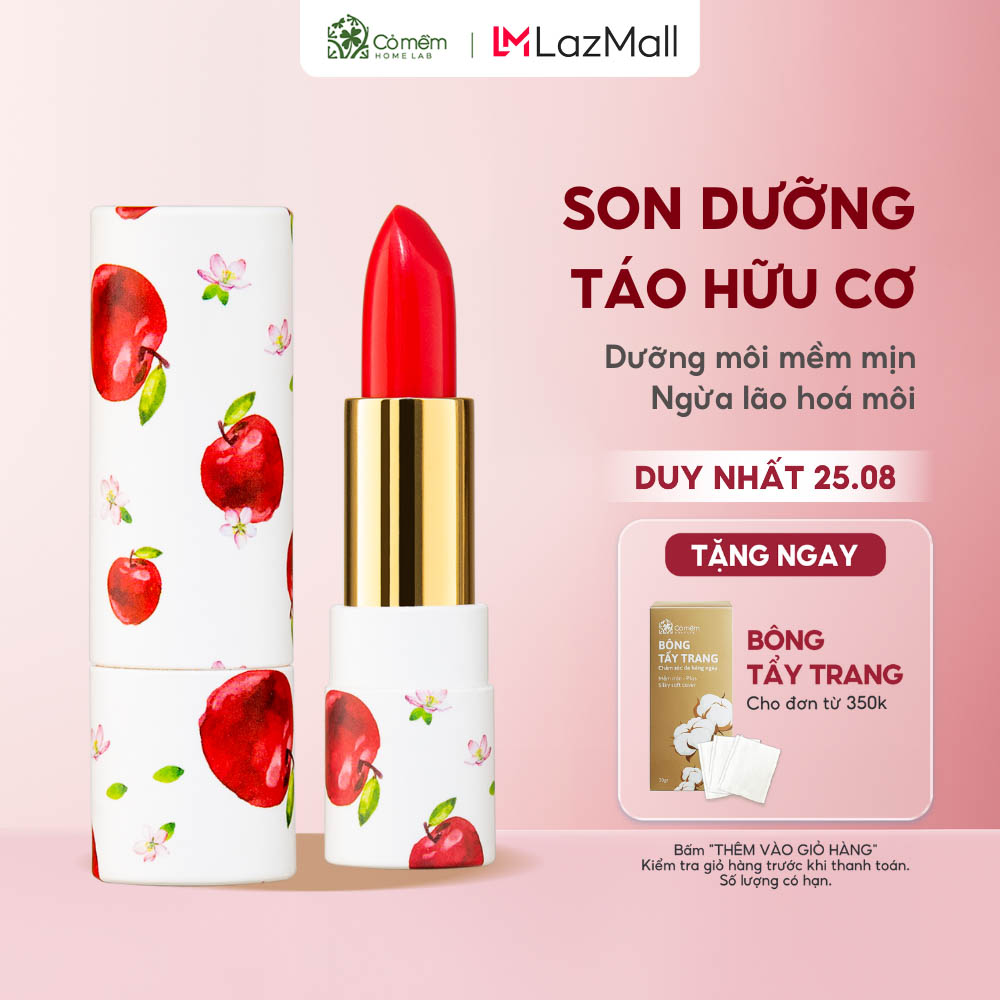 Son Dưỡng Môi - Son Dưỡng Táo Hữu Cơ Cỏ Mềm - Son Dưỡng Thuần Chay Bảo Vệ Môi Trường - Son Dưỡng Thiên Nhiên An Toàn