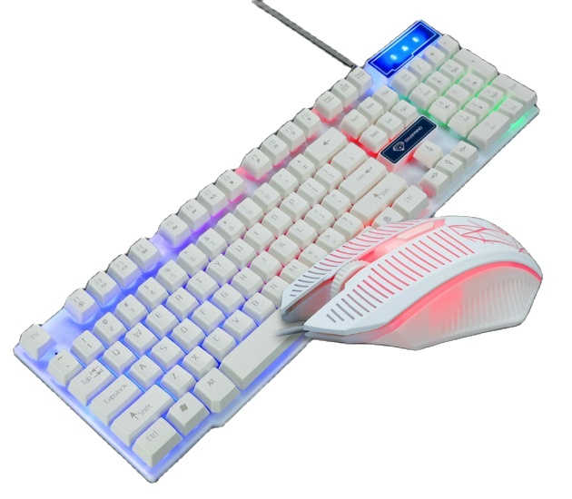 Bộ bàn phím giả cơ chuyên game và chuột gaming led 7 màu divipard gmk-50 -trắng