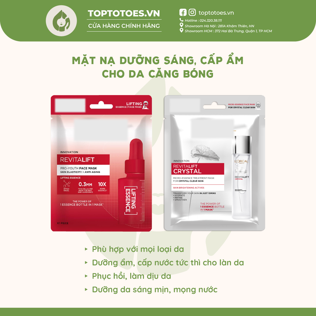 Mặt nạ dưỡng sáng, cấp ẩm cho da căng bóng L’Oreal