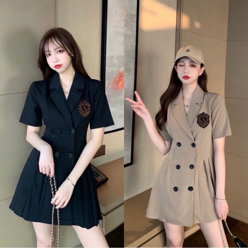 Đầm vest nữ xếp ly hb phong cách hàn quốc 2021 d048