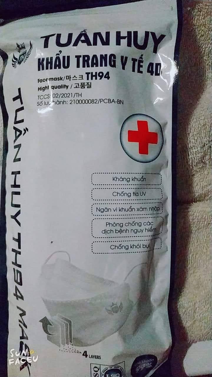 Sét 10 Cái Khẩu Trang 4D Kháng Khuẩn Tuấn Huy Mask TH94 Hàng Công Ty