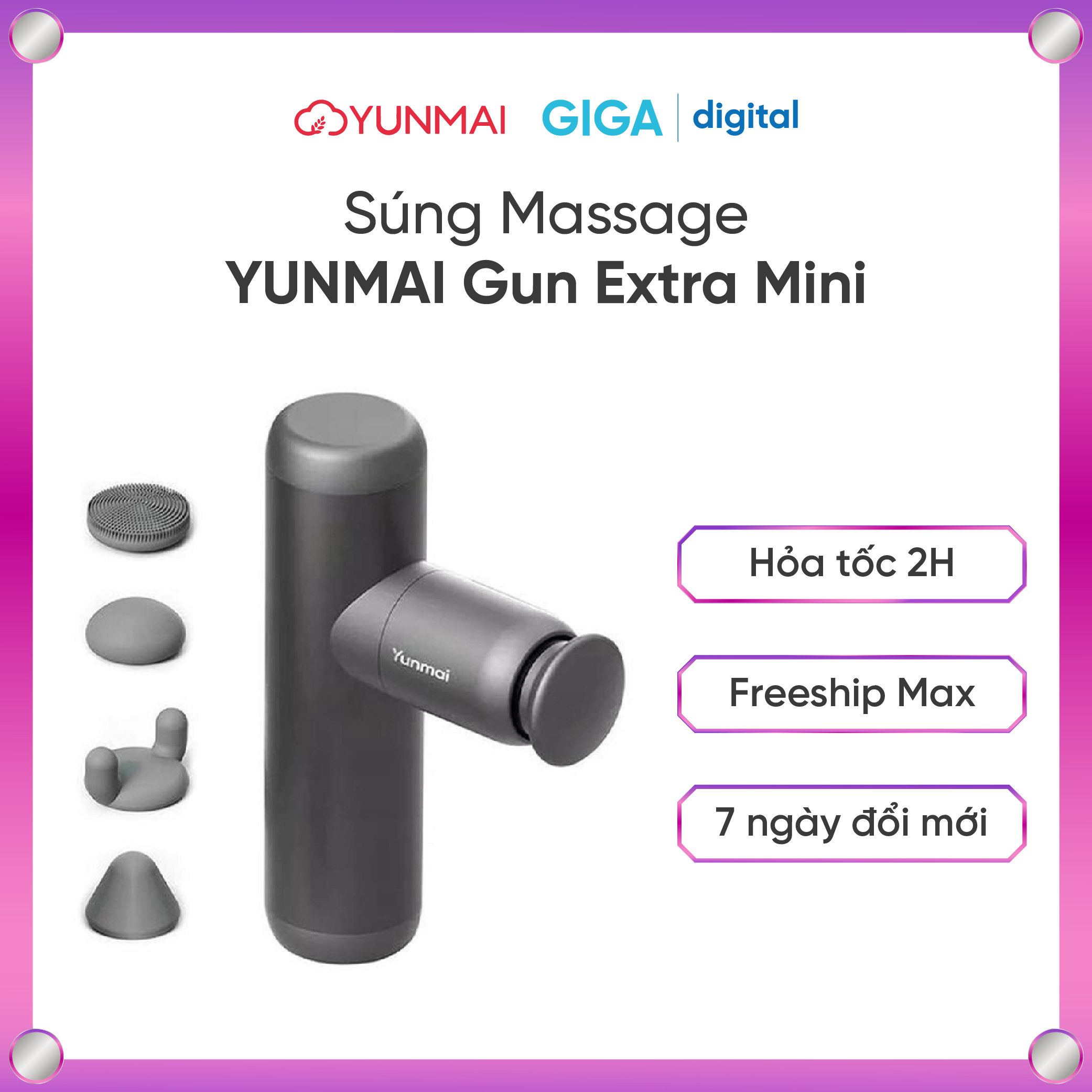 Máy massage cầm tay YUNMAI Extra Mini 4 đầu massage cao cấp | Máy massage không dây nhỏ gọn, tác động sâu