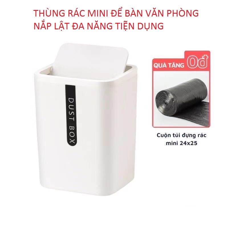 Thùng Rác Mini DUSTBOX Để Bàn Văn Phòng Nắp Lật Đa Năng Tiện Dụng Màu Siêu Xinh