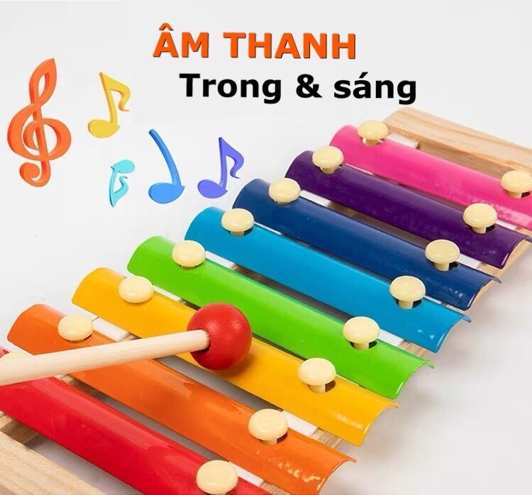 Đồ Chơi Trẻ Em Đàn Xylophone 8 Âm Bằng Gỗ Phát Triển Trí Não Và Cảm Quan Cho Bé Gái Và Trai Từ 1 Tuổi Trở Lên. 4