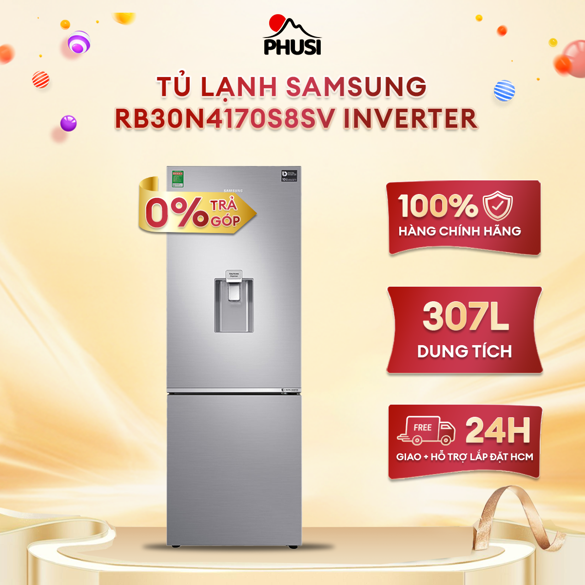 Tủ lạnh samsung inverter 307 lít rb30n4170s8/sv