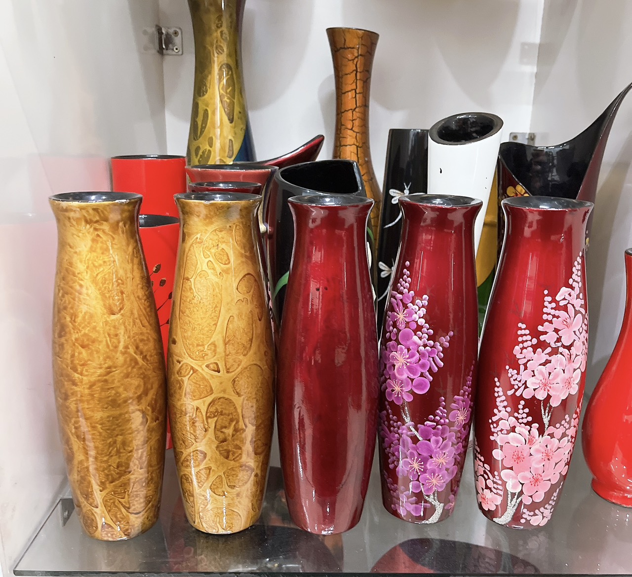 Bình hoa Thanh Bình Lê hàng sơn mài cao cấp size 25x9 cm