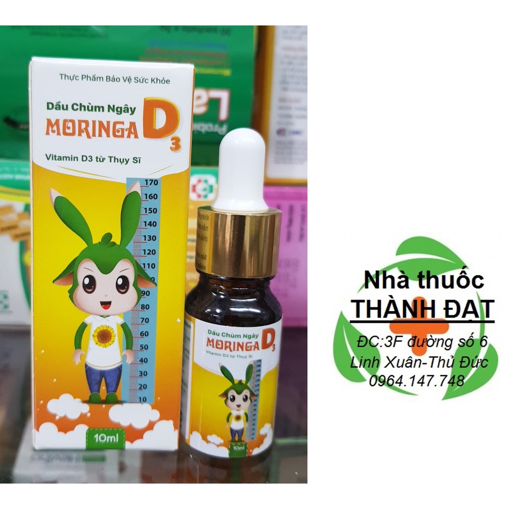Dầu chùm ngây moringa D3 phòng ngừa thiếu hụt vitamin D cho trẻ chai 10ml
