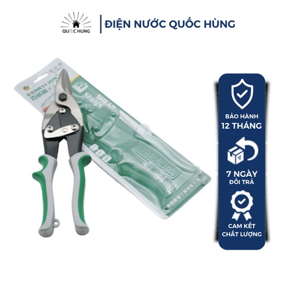 Kéo cắt tôn, thiếc, xương thạch cao, thép mỏng Berrylion đa năng Mũi Thẳng cao cấp-Điện Nước Quốc Hùng
